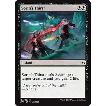 MtG Trading Card Game War of the Spark Common Sorin's Thirst #104