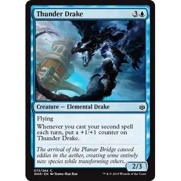 MtG Trading Card Game War of the Spark Common Thunder Drake #73