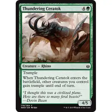 MtG Trading Card Game War of the Spark Common Thundering Ceratok #179