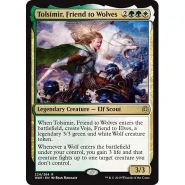 MtG Trading Card Game War of the Spark Rare Tolsimir, Friend to Wolves #224