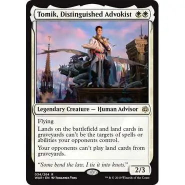 MtG Trading Card Game War of the Spark Rare Foil Tomik, Distinguished Advokist #34