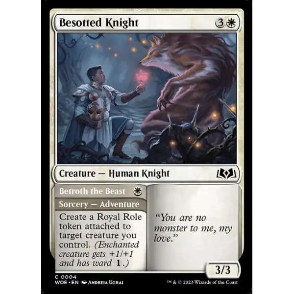 MtG Wilds of Eldraine Common Foil Besotted Knight // Betroth the Beast #4