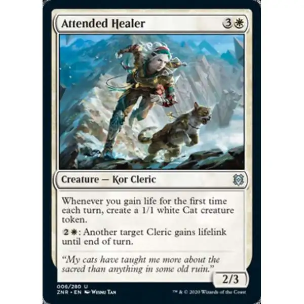 MtG Trading Card Game Zendikar Rising Uncommon Attended Healer #6