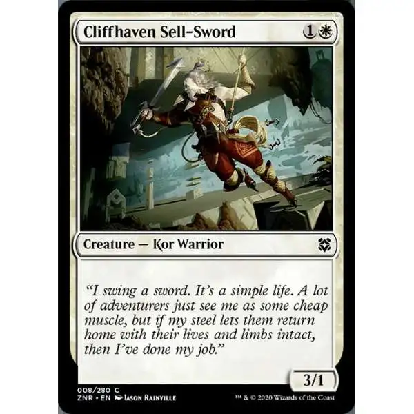MtG Trading Card Game Zendikar Rising Common Cliffhaven Sell-Sword #8