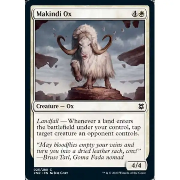 MtG Trading Card Game Zendikar Rising Common Makindi Ox #25