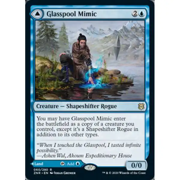 MtG Trading Card Game Zendikar Rising Rare Foil Glasspool Mimic // Glasspool Shore #60