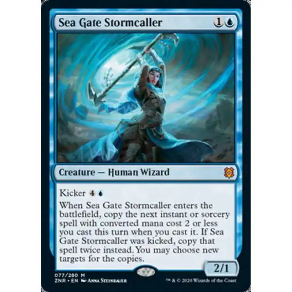 MtG Trading Card Game Zendikar Rising Mythic Rare FOIL Sea Gate Stormcaller #77