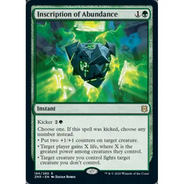 MtG Trading Card Game Zendikar Rising Rare FOIL Inscription of Abundance #186