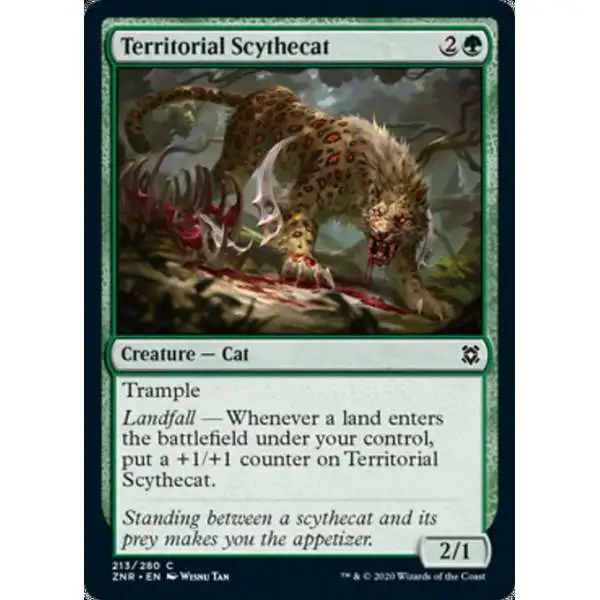 MtG Trading Card Game Zendikar Rising Common Territorial Scythecat #213