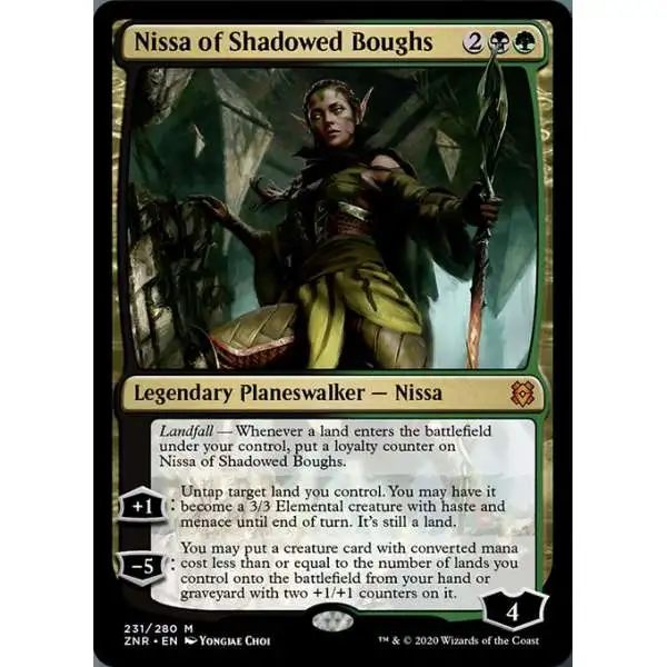 MtG Trading Card Game Zendikar Rising Mythic Rare Foil Nissa of Shadowed Boughs #231