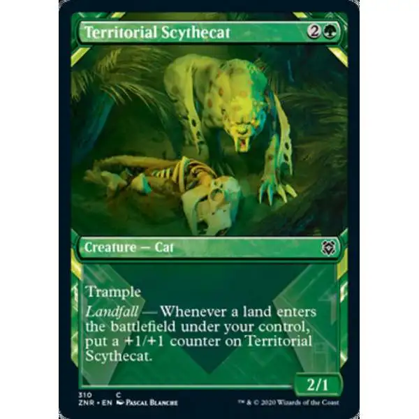 MtG Trading Card Game Zendikar Rising Common Territorial Scythecat #310 [FOIL Showcase]
