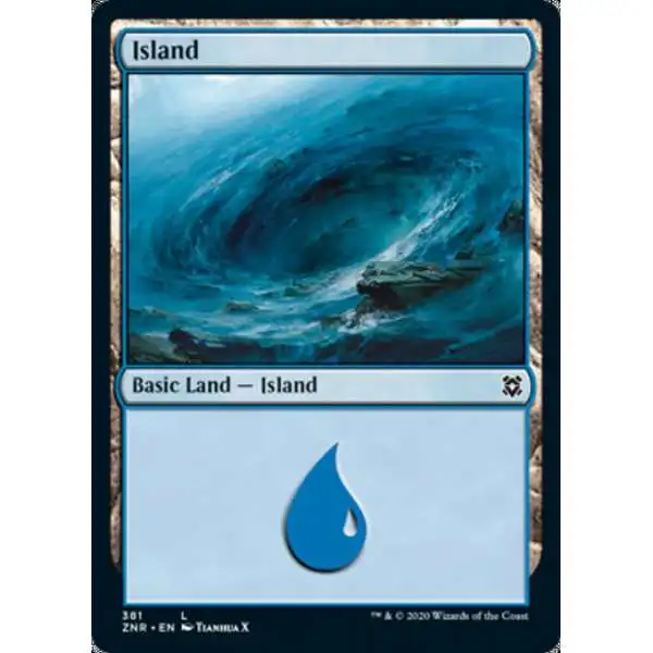 MtG Trading Card Game Zendikar Rising Common Island #381 [FOIL 381]