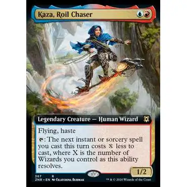 MtG Trading Card Game Zendikar Rising Rare Kaza, Roil Chaser #367 [Extended Art]