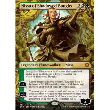 MtG Trading Card Game Zendikar Rising Mythic Rare Nissa of Shadowed Boughs #283 [Borderless]