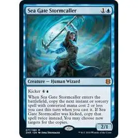 MtG Trading Card Game Zendikar Rising Mythic Rare Sea Gate Stormcaller #77