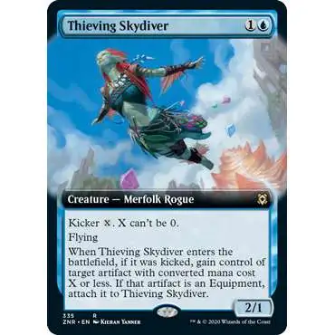 MtG Trading Card Game Zendikar Rising Rare Thieving Skydiver #335 [Extended Art]