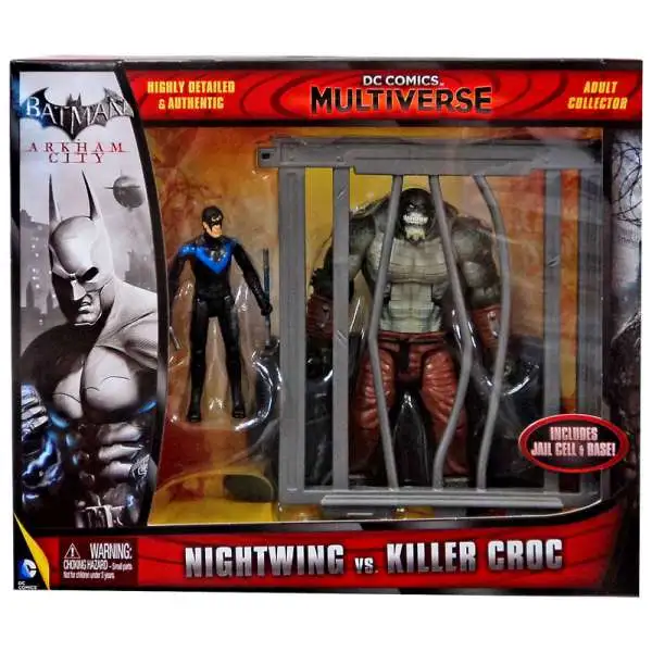 Batman Arkham City DC Comics Multiverse Nightwing vs. Killer Croc Action Figure 2-Pack