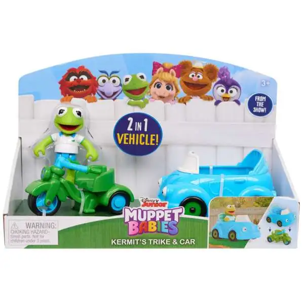 Disney Junior Muppet Babies Kermit's Trike & Car Exclusive 2.5-Inch Figure & Vehicle