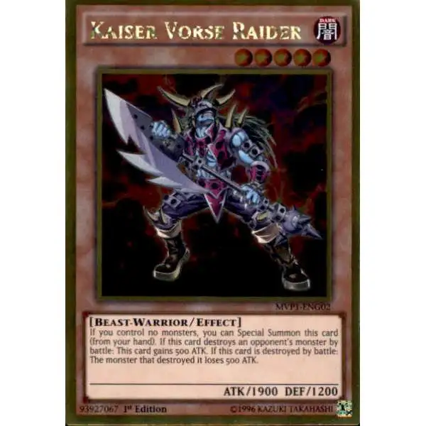 YuGiOh Dark Side of Dimensions Gold Edition Gold Rare Kaiser Vorse Raider MVP1-ENG02
