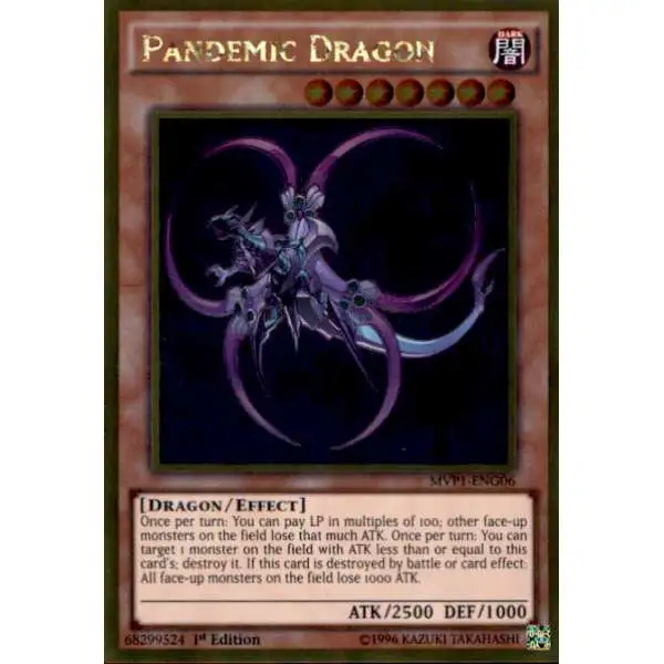 YuGiOh Dark Side of Dimensions Gold Edition Gold Rare Pandemic Dragon MVP1-ENG06