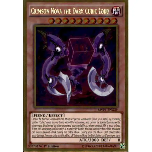 YuGiOh Dark Side of Dimensions Gold Edition Gold Rare Crimson Nova the Dark Cubic Lord MVP1-ENG39