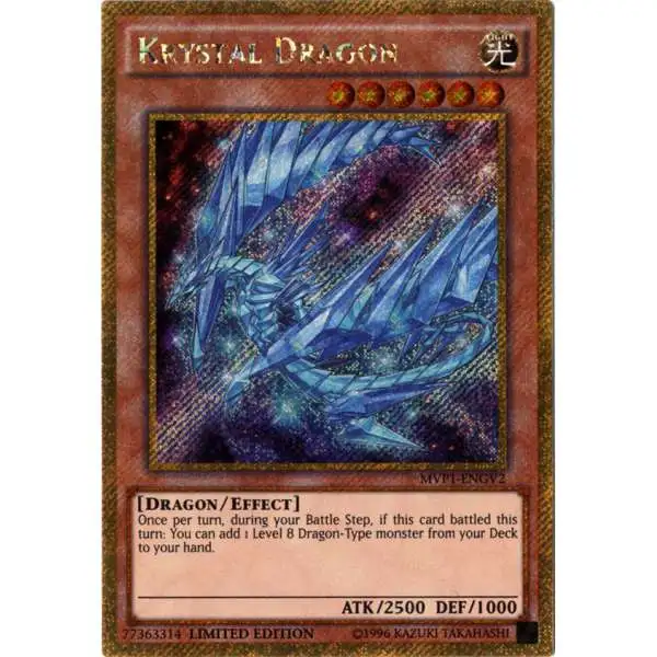 YuGiOh Dark Side of Dimensions Gold Edition Gold Secret Rare Krystal Dragon MVP1-ENGV2
