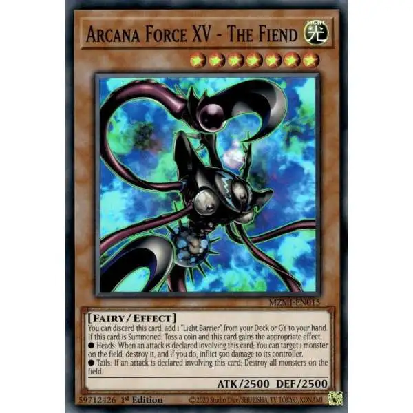 YuGiOh Trading Card Game Maze of Millennia Super Rare Arcana Force XV - The Fiend MZMI-EN015