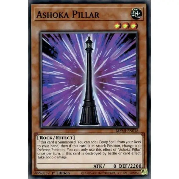 YuGiOh Trading Card Game Maze of Millennia Super Rare Ashoka Pillar MZMI-EN018