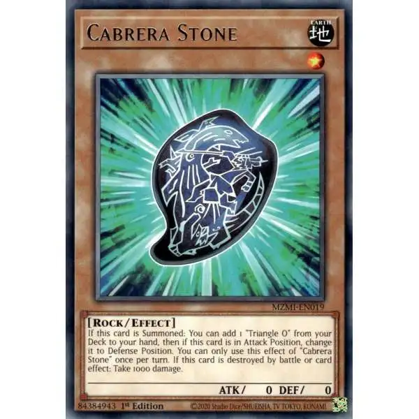 YuGiOh Trading Card Game Maze of Millennia Rare Cabrera Stone MZMI-EN019