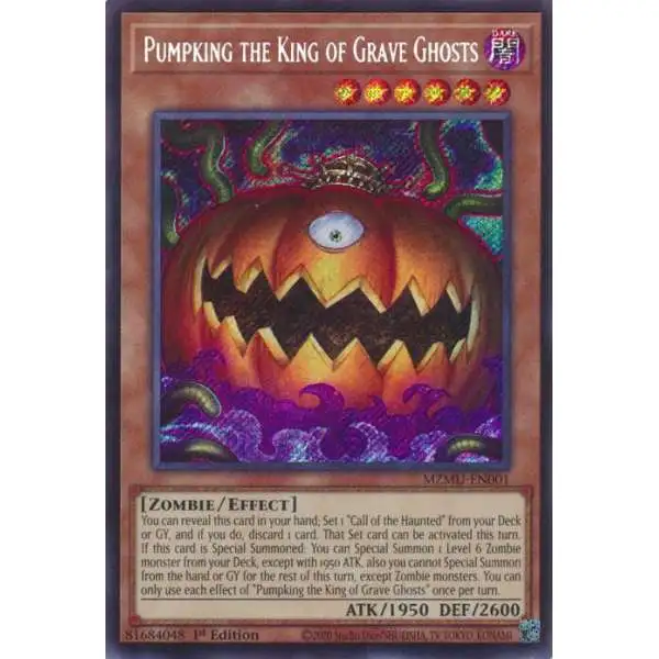 YuGiOh Trading Card Game Maze of Muertos Secret Rare Pumpking the King of Grave Ghosts MZMU-EN001