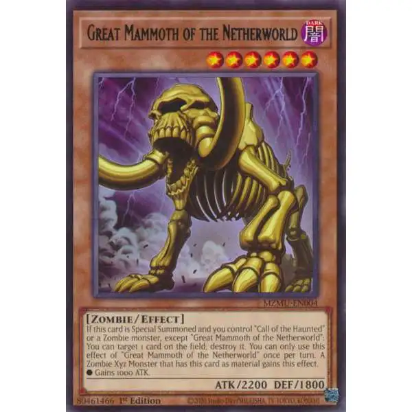 YuGiOh Trading Card Game Maze of Muertos Rare Great Mammoth of the Netherworld MZMU-EN004