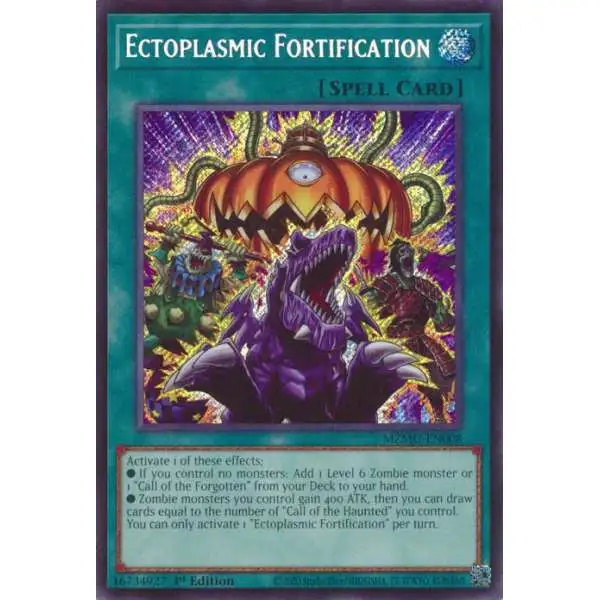 YuGiOh Trading Card Game Maze of Muertos Secret Rare Ectoplasmic Fortification MZMU-EN008