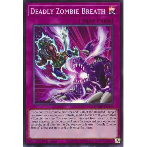 YuGiOh Trading Card Game Maze of Muertos Super Rare Deadly Zombie Breath MZMU-EN010