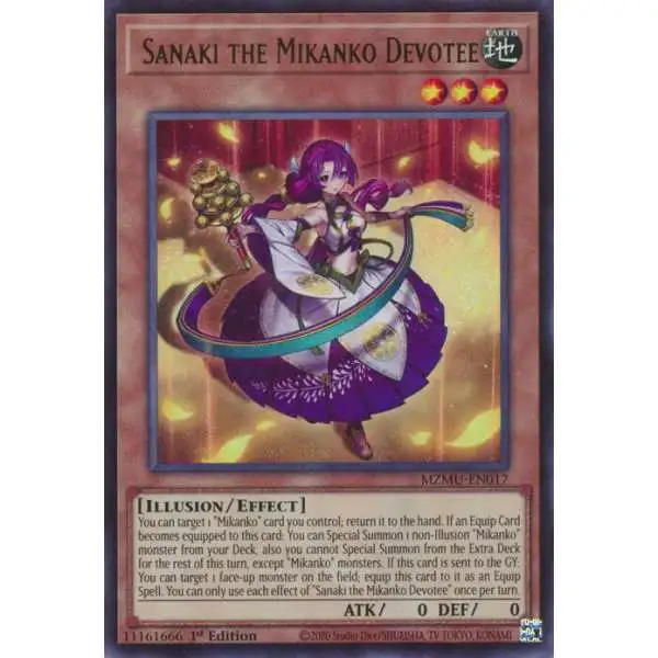 YuGiOh Trading Card Game Maze of Muertos Ultra Rare Sanaki the Mikanko Devotee MZMU-EN017