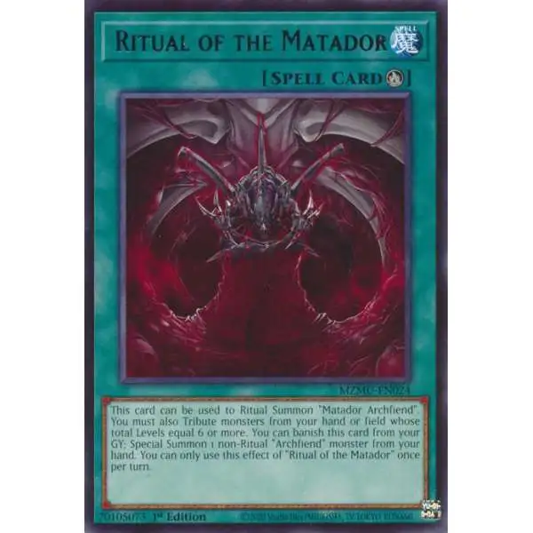 YuGiOh Trading Card Game Maze of Muertos Rare Ritual of the Matador MZMU-EN024