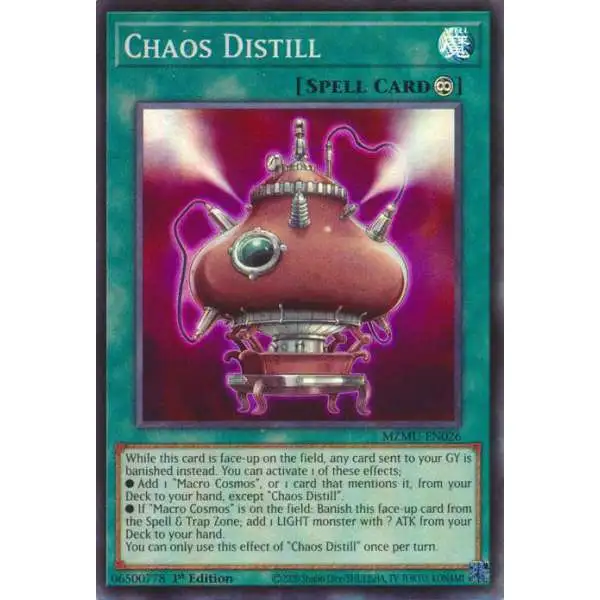 YuGiOh Trading Card Game Maze of Muertos Super Rare Chaos Distill MZMU-EN026