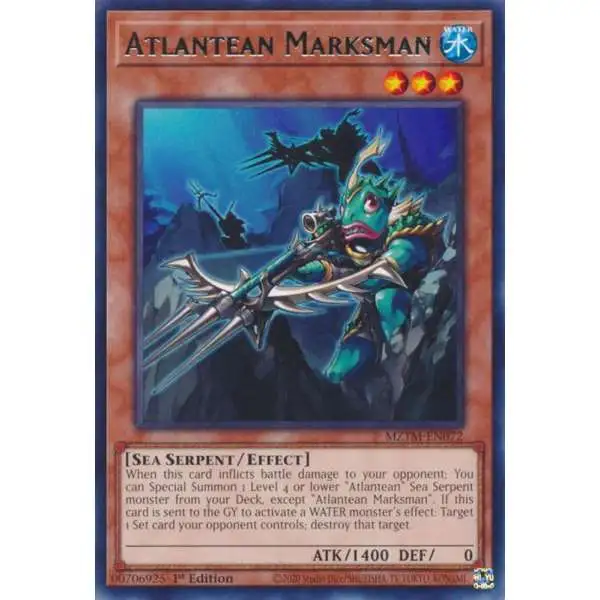 YuGiOh Trading Card Game Maze of the Master Rare Atlantean Marksman MZTM-EN072