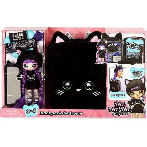 Na! Na! Na! Surprise Backpack Bedroom with Meow Playset [Black, Damaged Package]