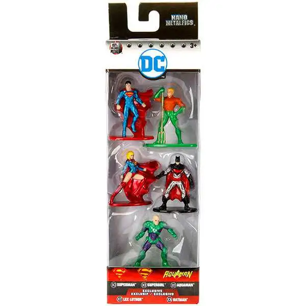 DC Nano Metalfigs Superman, Aquaman, Supergirl, Batman & Lex Luthor 1.5-Inch Diecast Figure 5-Pack