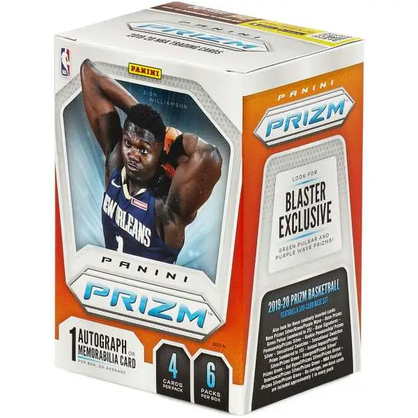 NBA Panini 2019-20 Prizm Basketball Trading Card BLASTER Box [6 Packs, 1 Autograph OR Memorabilia Card]
