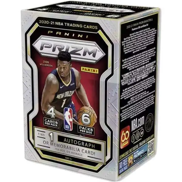 NBA Panini 2020-21 Prizm Basketball Trading Card BLASTER Box [6 Packs, 1 Autograph OR Memorabilia Card]