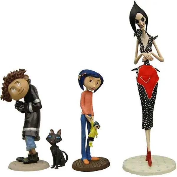 NECA Best of Coraline Coraline, The Cat, Wybie & Other Mother 4-Piece PVC Figure Set
