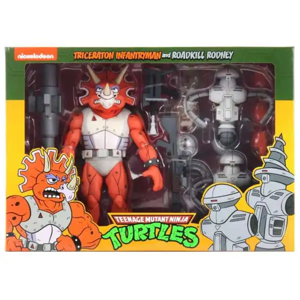 NECA Teenage Mutant Ninja Turtles Triceraton Infantryman & Roadkil Rodney Action Figure 2-Pack