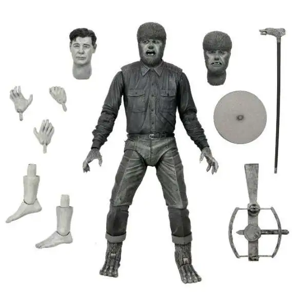 NECA Universal Monsters The Wolf Man (1941) Wolf Man Action Figure [Ultimate Version, Black & White, Damaged Package]