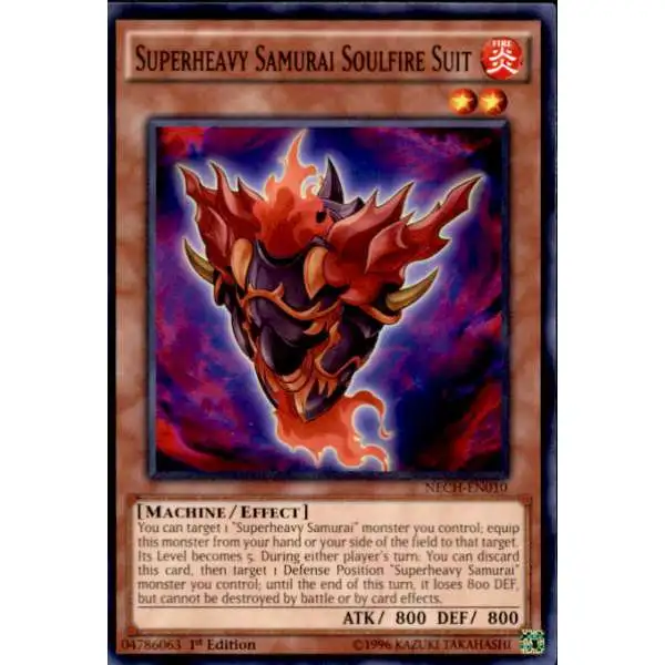 YuGiOh Trading Card Game The New Challengers Common Superheavy Samurai Soulfire Suit NECH-EN010