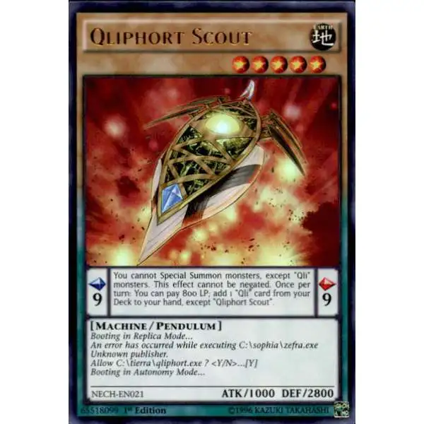YuGiOh Trading Card Game The New Challengers Ultra Rare Qliphort Scout NECH-EN021