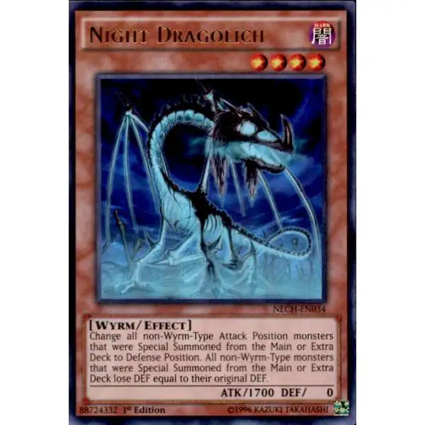 YuGiOh Trading Card Game The New Challengers Ultra Rare Night Dragolich NECH-EN034