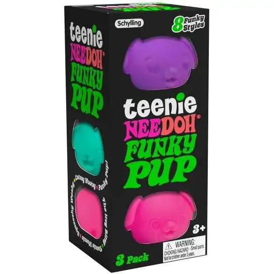 NeeDoh Teenie Funky Pups Stress Ball 3-Pack [3 RANDOM Colors!]