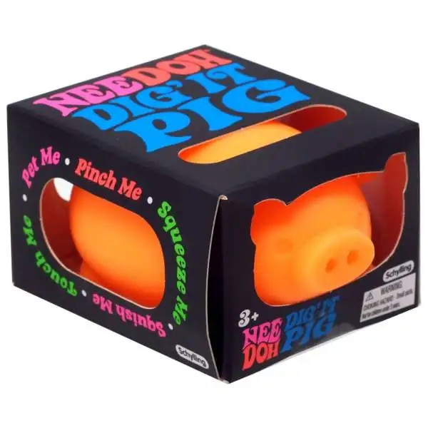 NeeDoh The Groovy Glob Dig' It Pig ORANGE 2.5 Small Stress Ball