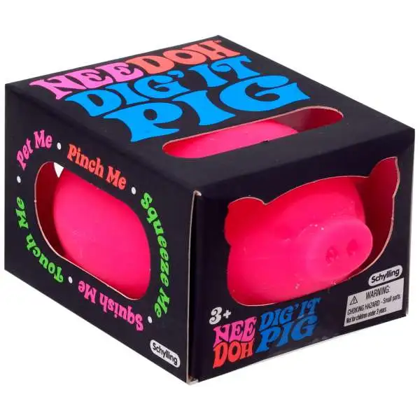 NeeDoh The Groovy Glob Dig' It Pig HOT PINK 2.5 Small Stress Ball